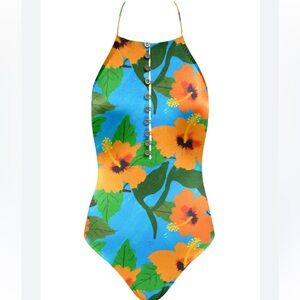 NWOT OCHIE Diana floral multicolored one piece swimsuit 27707